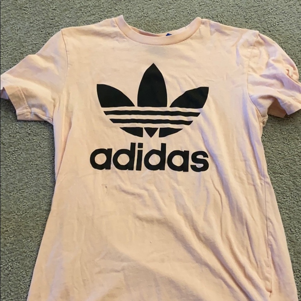 Pink adidas classic tee.
